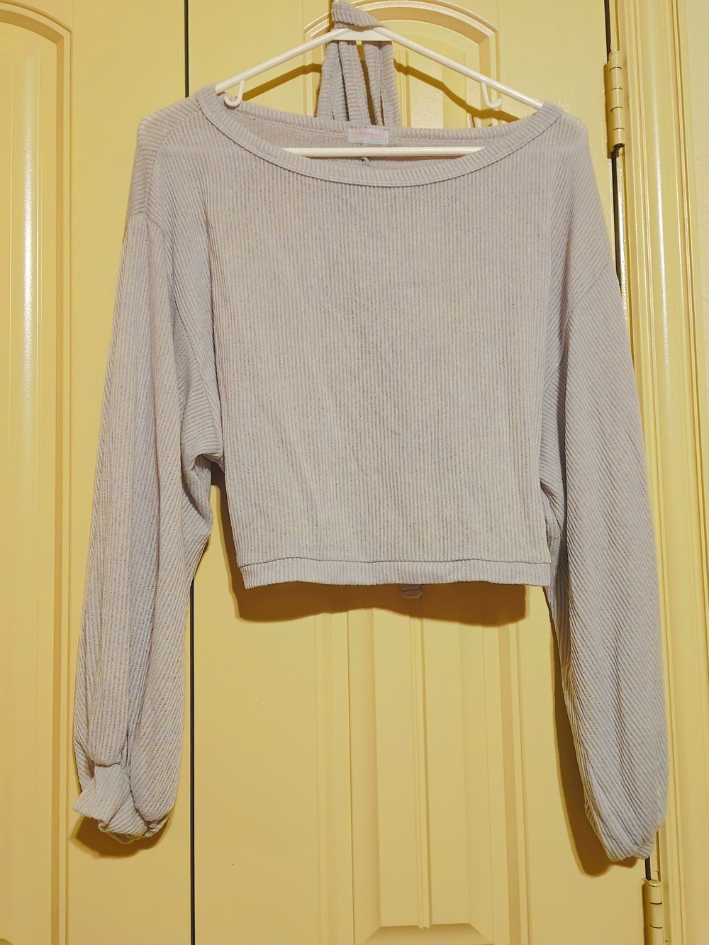 Free People Cropped Aura Wrap Around Top Sz M Gray Ribbed Ballet 🩰 Dance